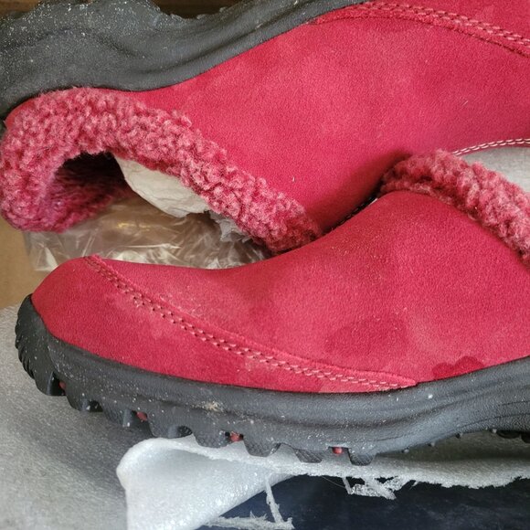 Lands End Womens Chalet Clogs Rich Red Size 6.5 Medium Suede & Fleece Slip-On Sh - Picture 4 of 9